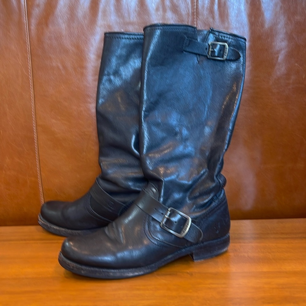 Frye Classic Knee-High Leather Moto Boots
